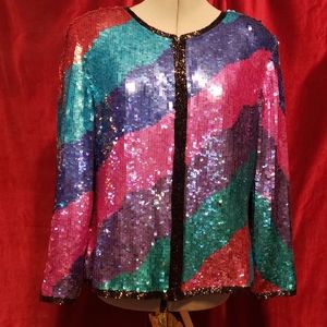 Stenay Iridescent Rainbow striped sequin jacket